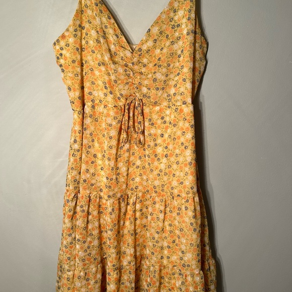 Altar'd State Dresses Altard State Yellow Floral V-Neck Babydoll Tank Mini Dress - Picture 1 of 4